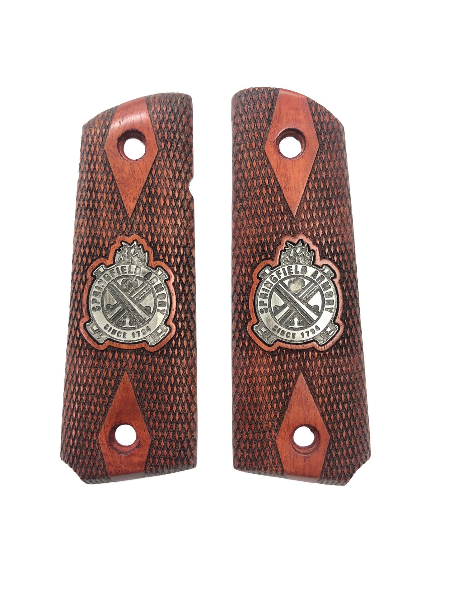 Colt 1911 Uyumlu Springfield Armory Metal Özel Üretim Lazer Kesim Kızıl Ahşap Kabze Mod47