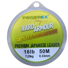 Powerex Hard Armour 0.33 mm. 7.25 kg. %100 Fluorocarbon 50 M Clear Leader Misina