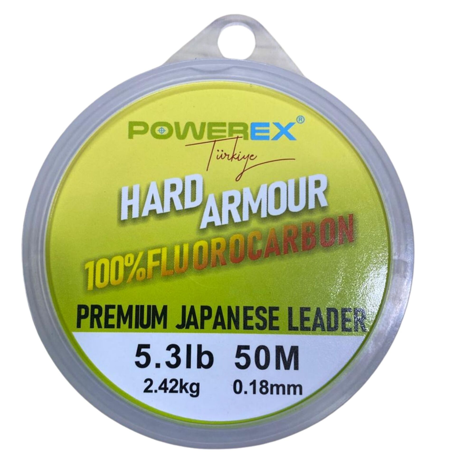 Powerex Hard Armour 0.18 mm. 2.42 kg. %100 Fluorocarbon 50 M Clear Leader Misina