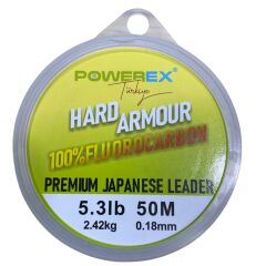 Powerex Hard Armour 0.18 mm. 2.42 kg. %100 Fluorocarbon 50 M Clear Leader Misina