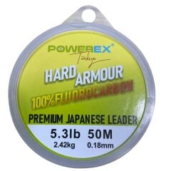 Powerex Hard Armour 0.18 mm. 2.42 kg. %100 Fluorocarbon 50 M Clear Leader Misina