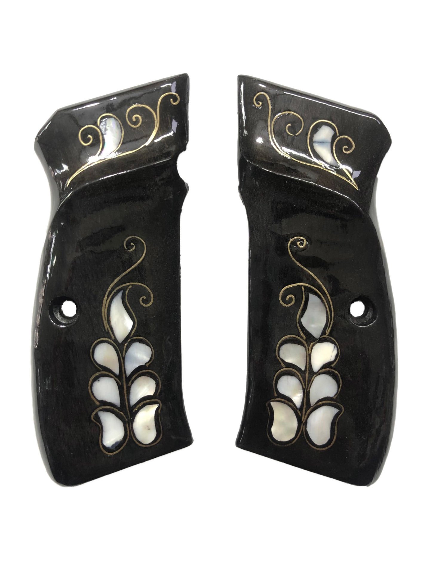 CZ75 Uyumlu Özel Seri Sedef Kakma Siyah Ahşap Kabze Mod52