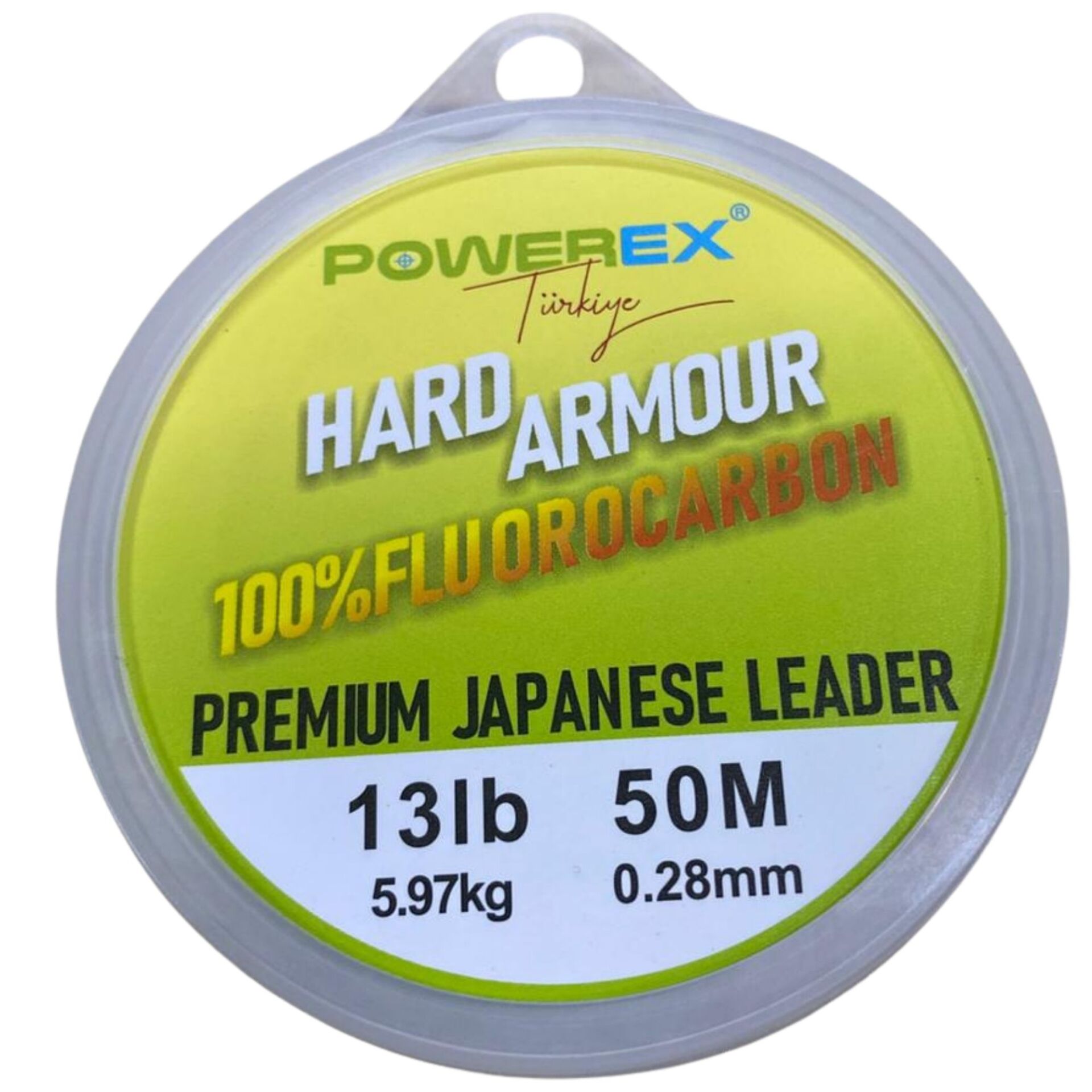 Powerex Hard Armour 0.28 mm. 5.97 kg. %100 Fluorocarbon 50 M Clear Leader Misina