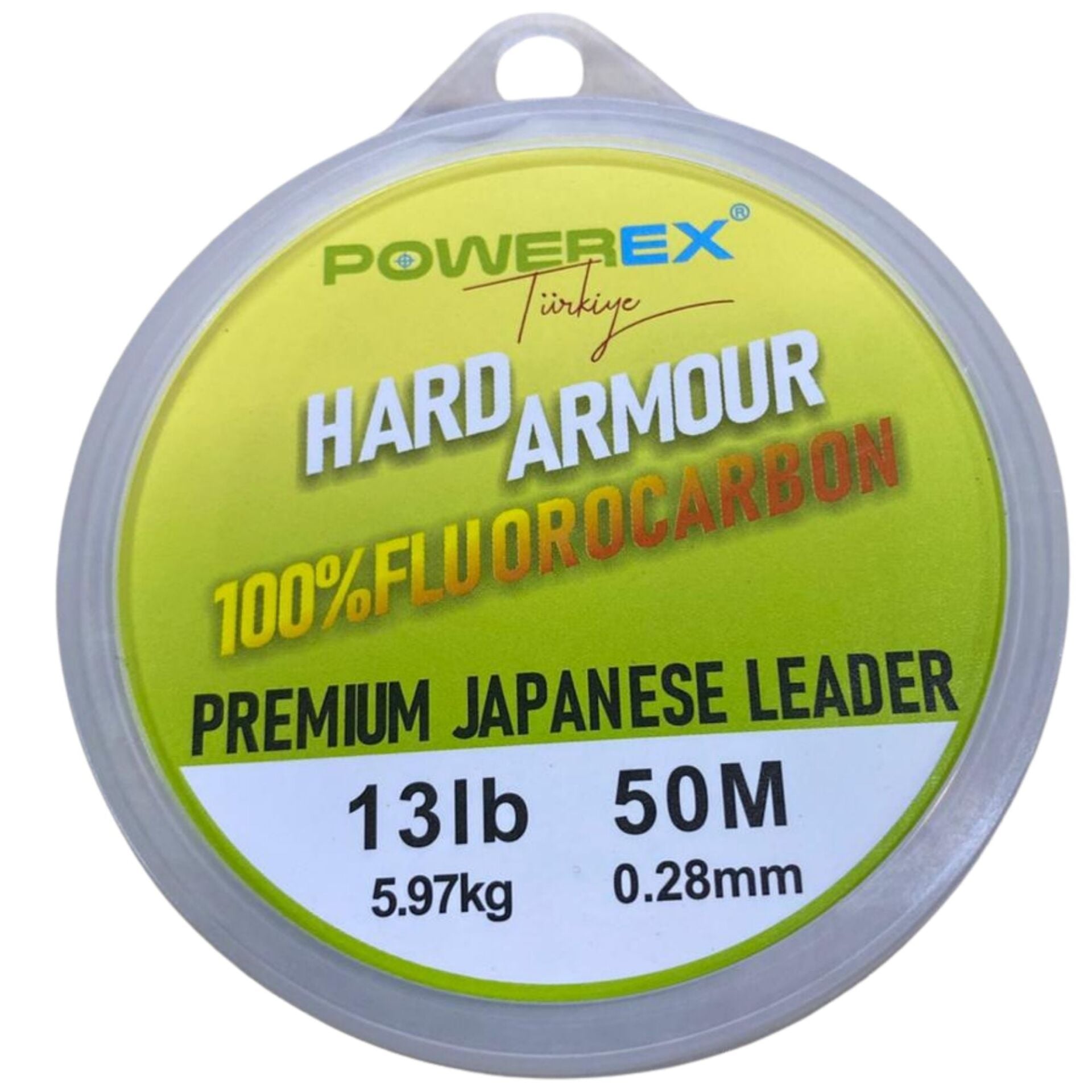 Powerex Hard Armour 0.28 mm. 5.97 kg. %100 Fluorocarbon 50 M Clear Leader Misina