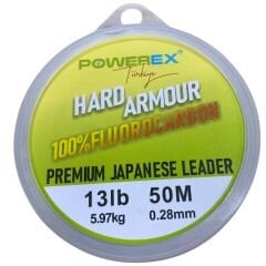Powerex Hard Armour 0.28 mm. 5.97 kg. %100 Fluorocarbon 50 M Clear Leader Misina