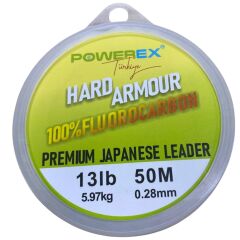 Powerex Hard Armour 0.28 mm. 5.97 kg. %100 Fluorocarbon 50 M Clear Leader Misina