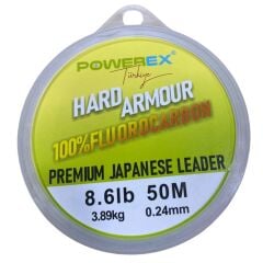 Powerex Hard Armour 0.24 mm. 3.89 kg. %100 Fluorocarbon 50 M Clear Leader Misina