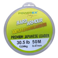Powerex Hard Armour 0.47 mm. 13.84 kg. %100 Fluorocarbon 50 M Clear Leader Misina