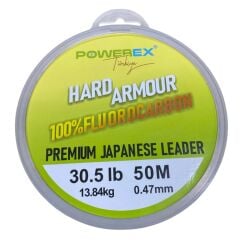 Powerex Hard Armour 0.47 mm. 13.84 kg. %100 Fluorocarbon 50 M Clear Leader Misina