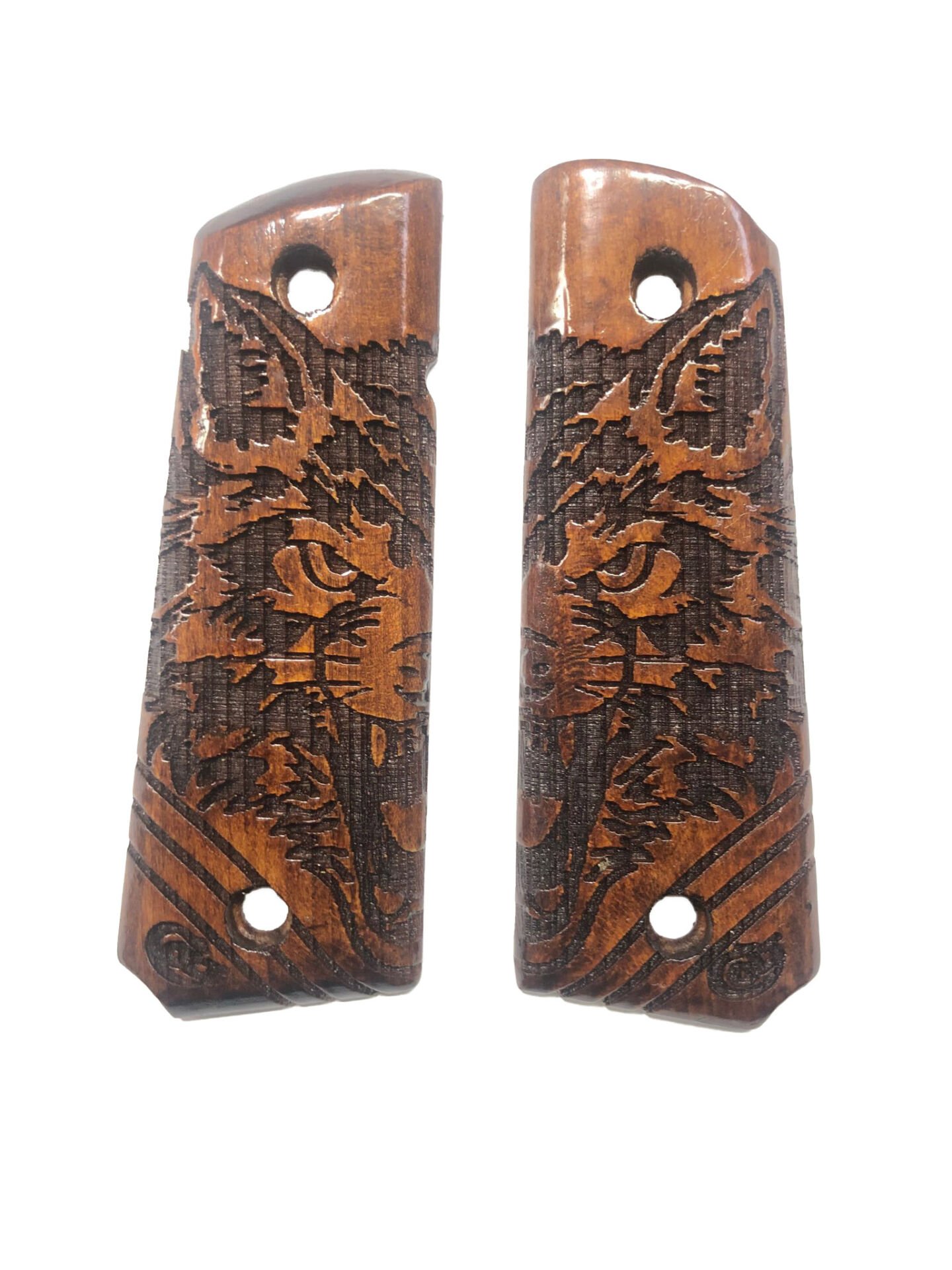 Colt 1911 Uyumlu Kaplan Model Colt Yazılı Özel Seri Lazer Kesim Ahşap Kabze Mod38