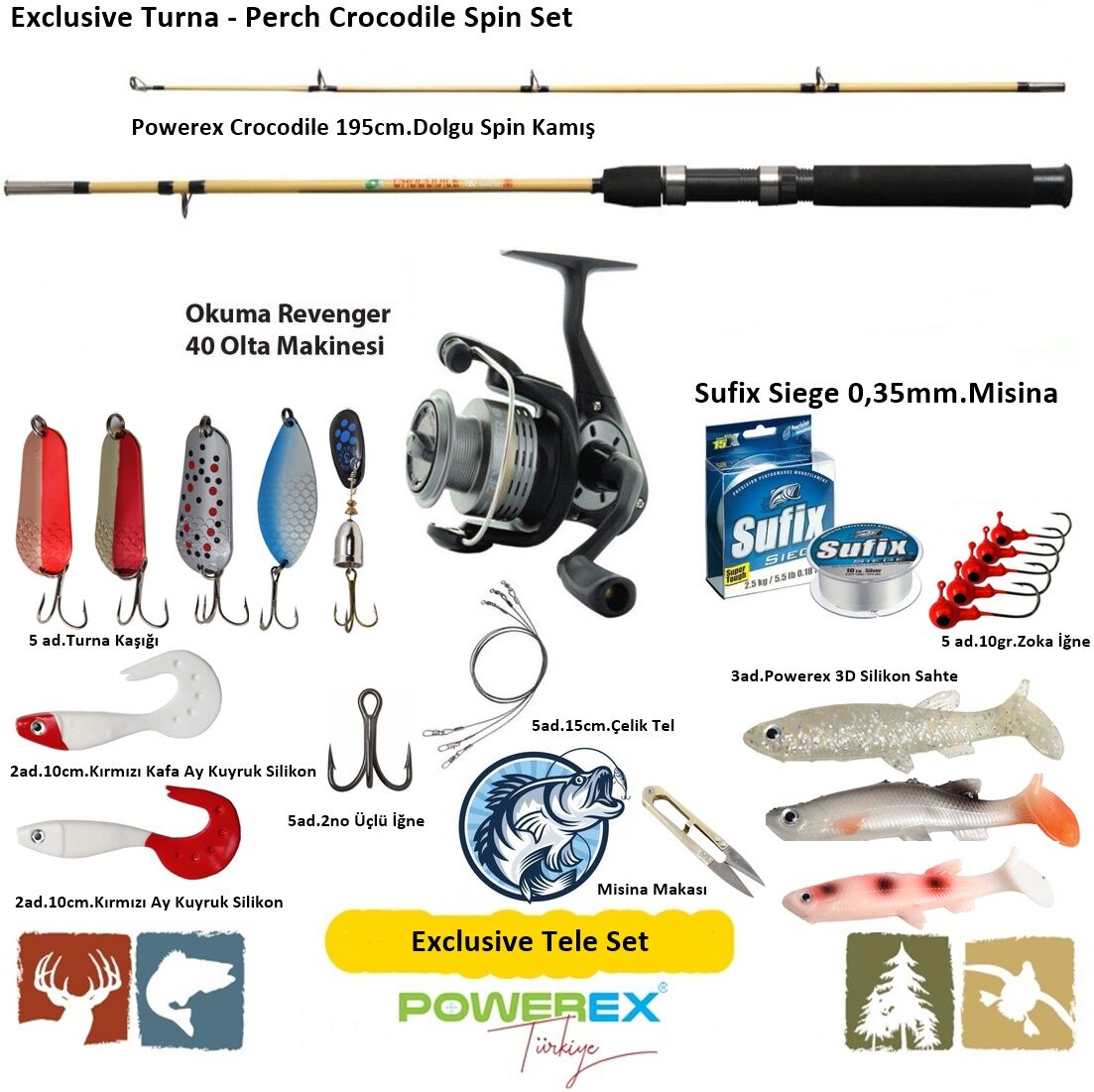 Okuma Revenger 40 Turna,Perch,Sudak Crocodile Spin Kamış Makina Seti