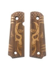 Colt 1911 Uyumlu Colt Yazılı Gülen Yüz ve Alev Model Lazer Kesim Ahşap Yeni Tasarım Kabze Mod36 Şaftol Boyama