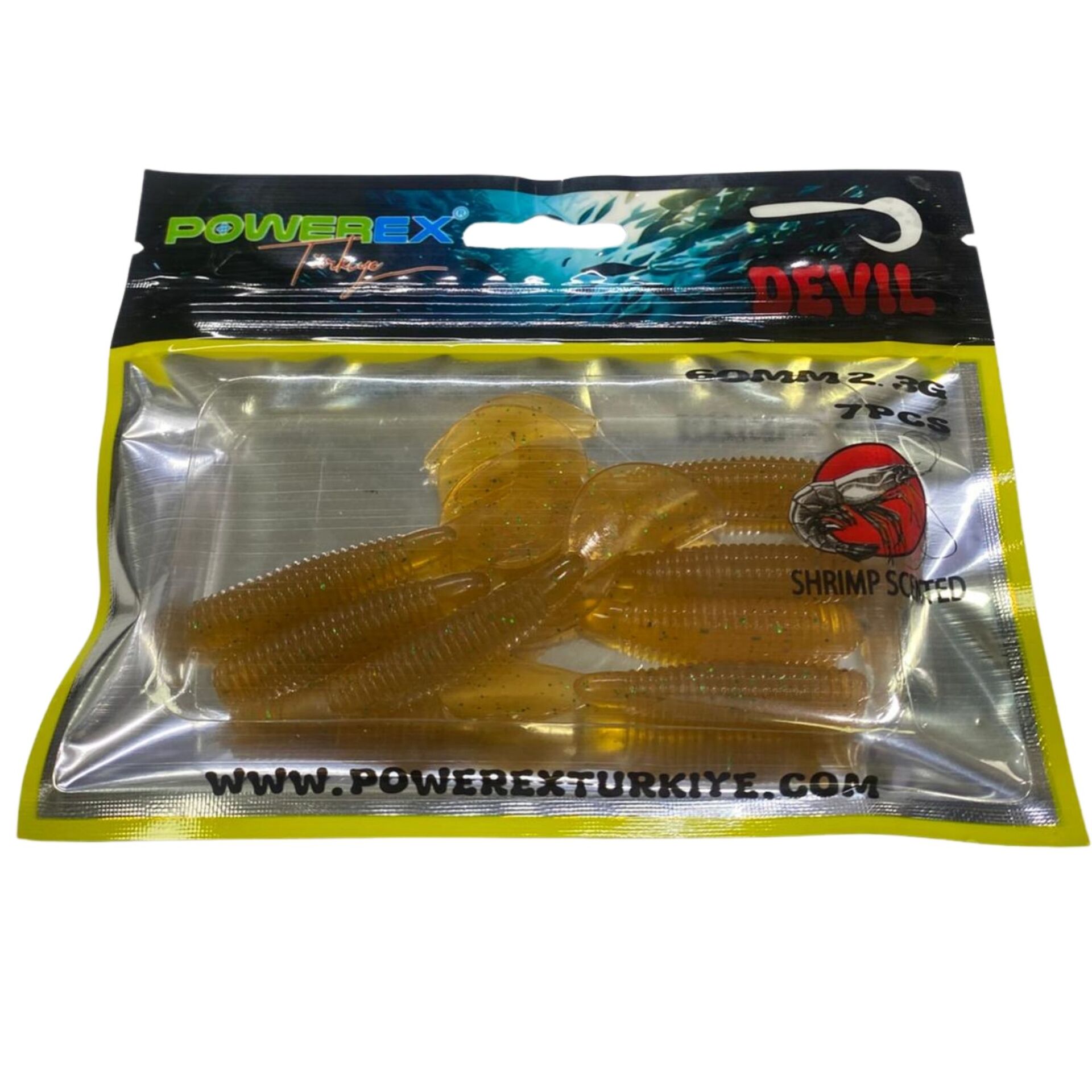 Powerex Devil Kurt 60mm 2.3gr Karides Kokulu 7li Paket Suni Yem 8306