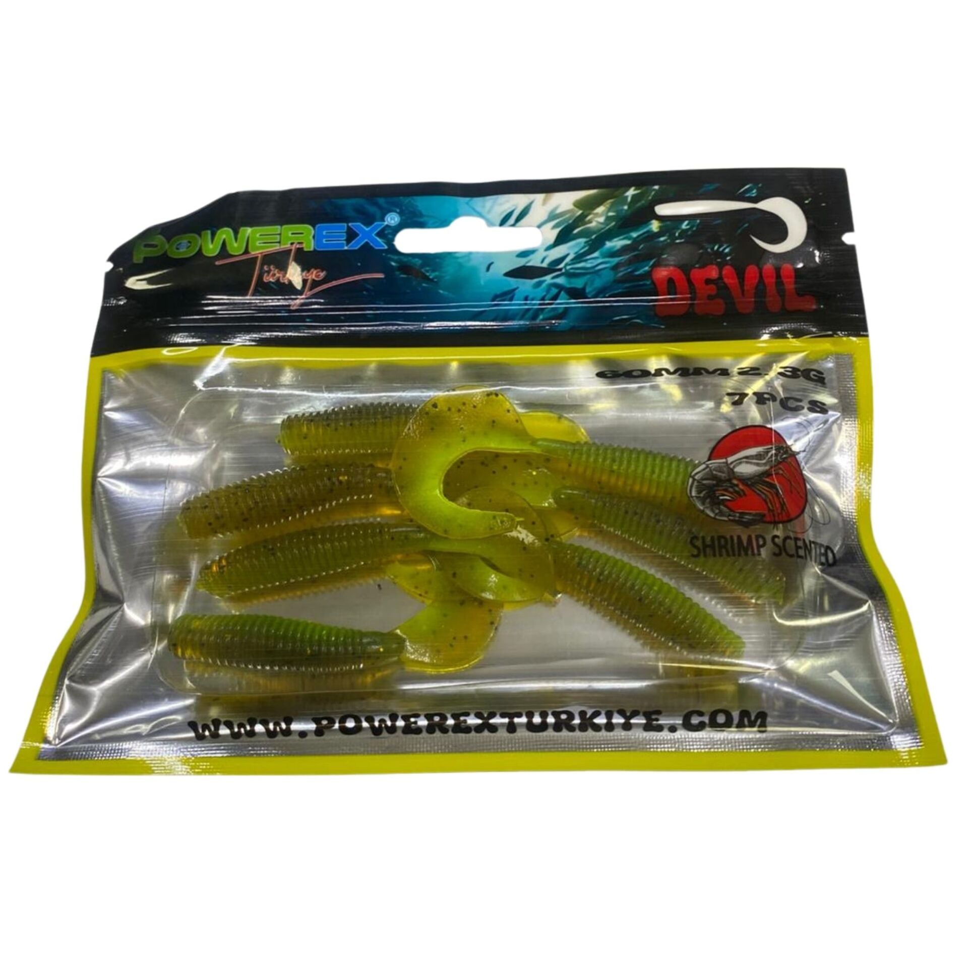 Powerex Devil Kurt 60mm 2.3gr Karides Kokulu 7li Paket Suni Yem 8305