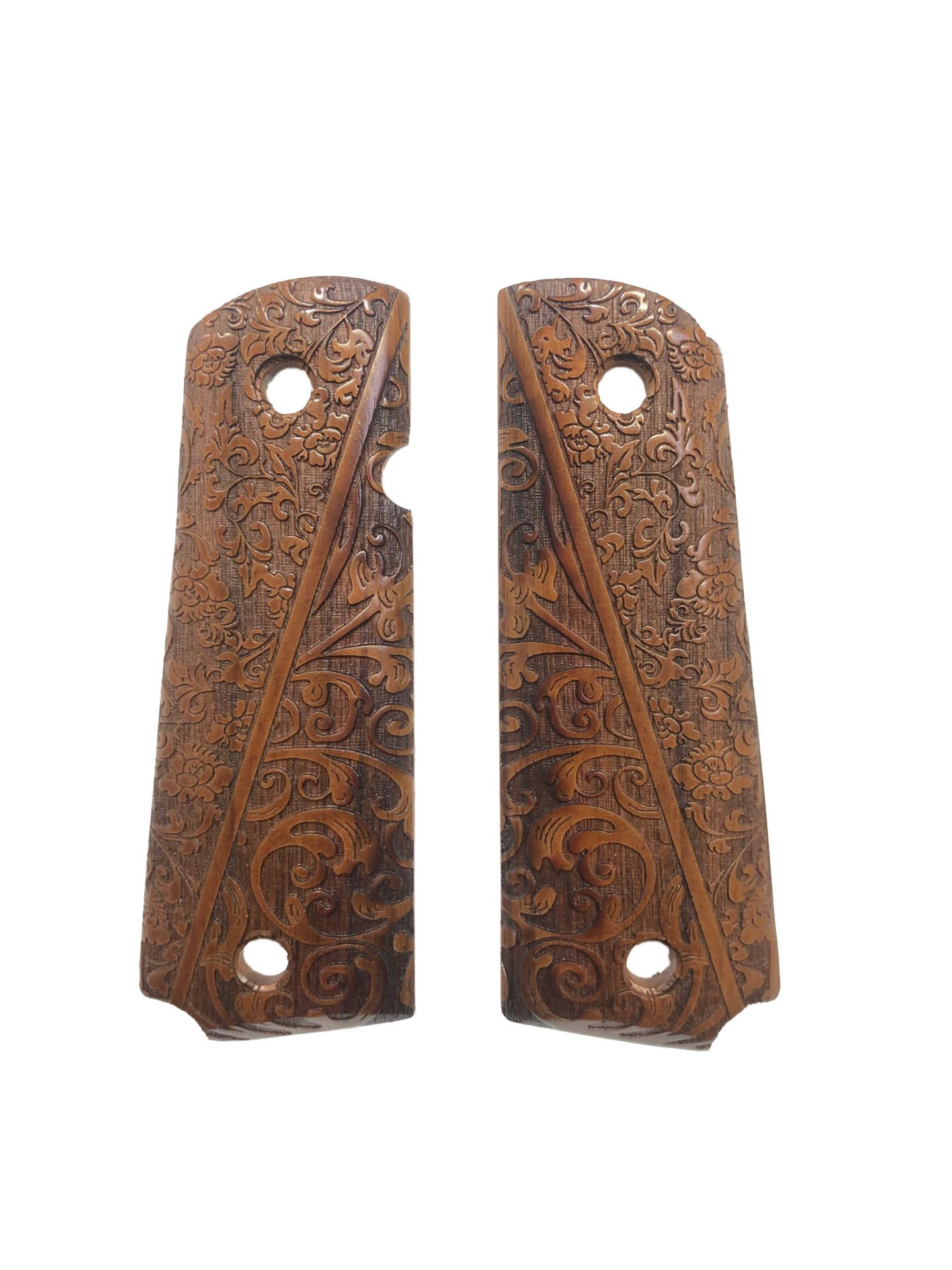 Colt 1911 Uyumlu Lazer Kesim Özel Desenli Ahşap Yeni Tasarım Kabze Mod29