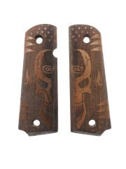 Colt 1911 Uyumlu Colt Yazılı Gülen Yüz ve Alev Model Lazer Kesim Ahşap Yeni Tasarım Kabze Mod27