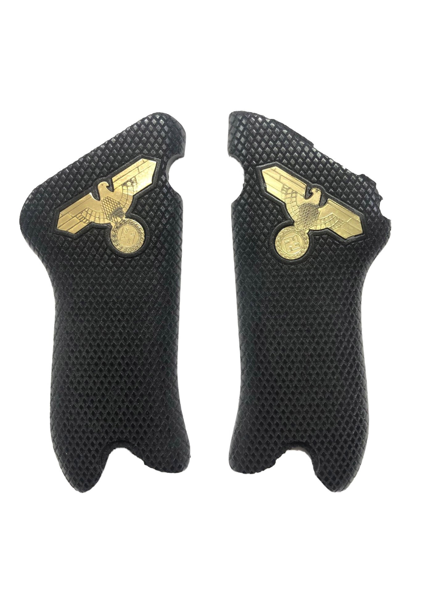 Luger P08 Uyumlu Makaralı Parabellum Özel Seri Metal Kartal Swastika Lazer Kesim Siyah Ahşap Kabze Mod14