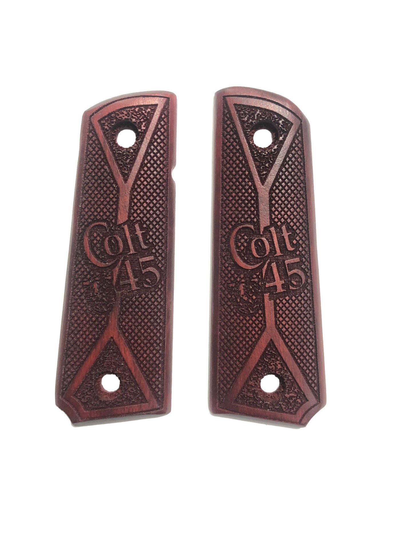 Colt 1911 Uyumlu  Özel Seri Lazer Kesim Kızıl Ahşap Kabze Mod22