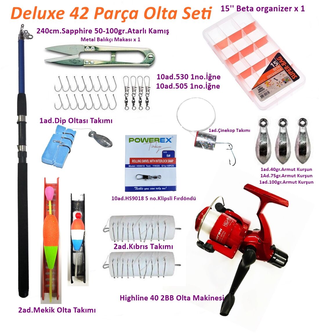 Deluxe 240 42 Parça Kamış Makine Olta Seti