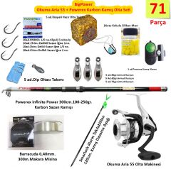 Okuma Aria 55 Makine Powerex Karbon Kamış 71 Parça Olta Seti