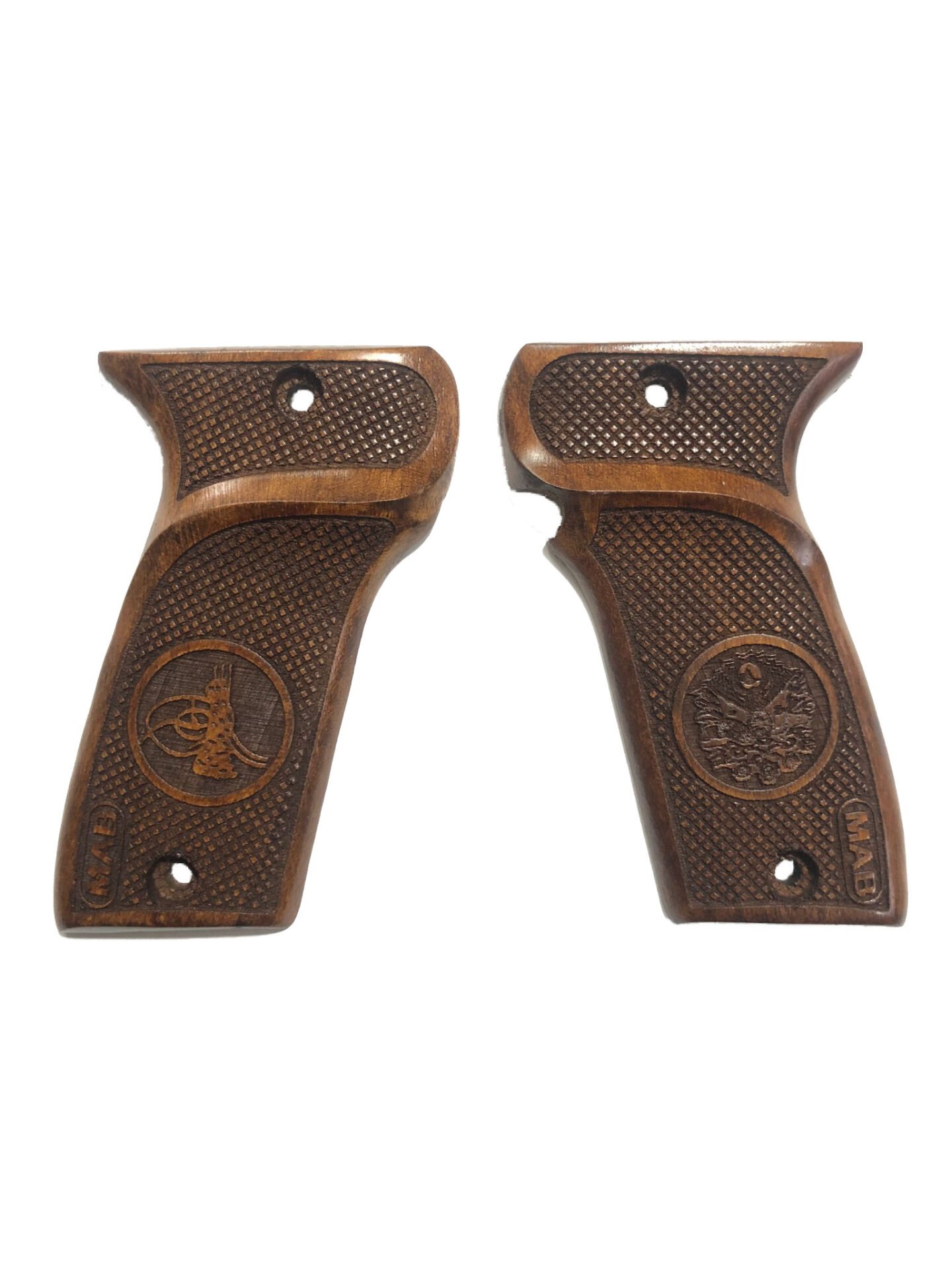 MAB Model D 7.65mm Uyumlu Osmanlı Tuğra ve Sancak Model Lazer Kesim Ahşap Kabze Mod1
