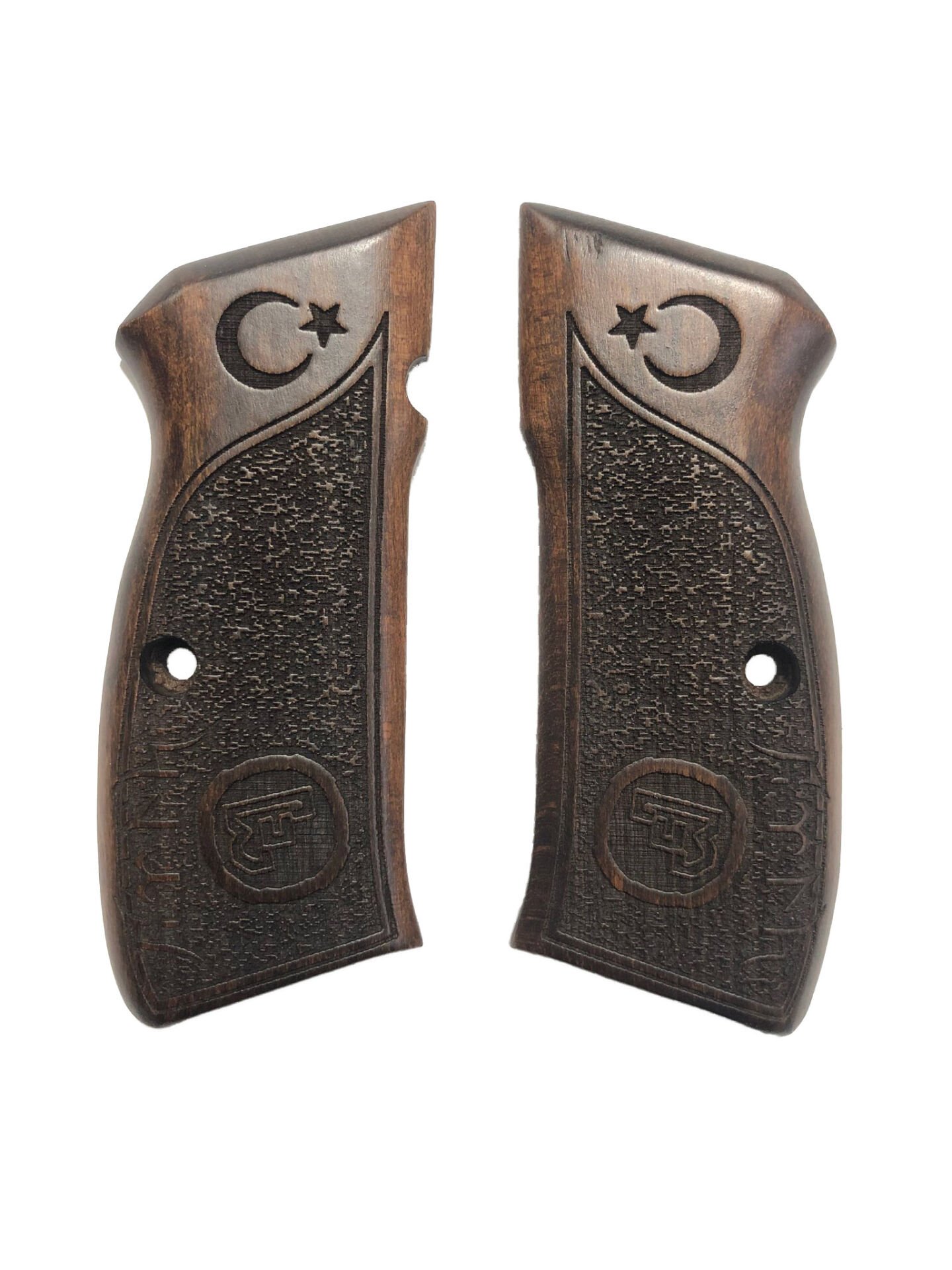 CZ75 Uyumlu Ayyıldız Model Türk Yazılı Özel Seri Lazer Kesim Ahşap Kabze Mod35