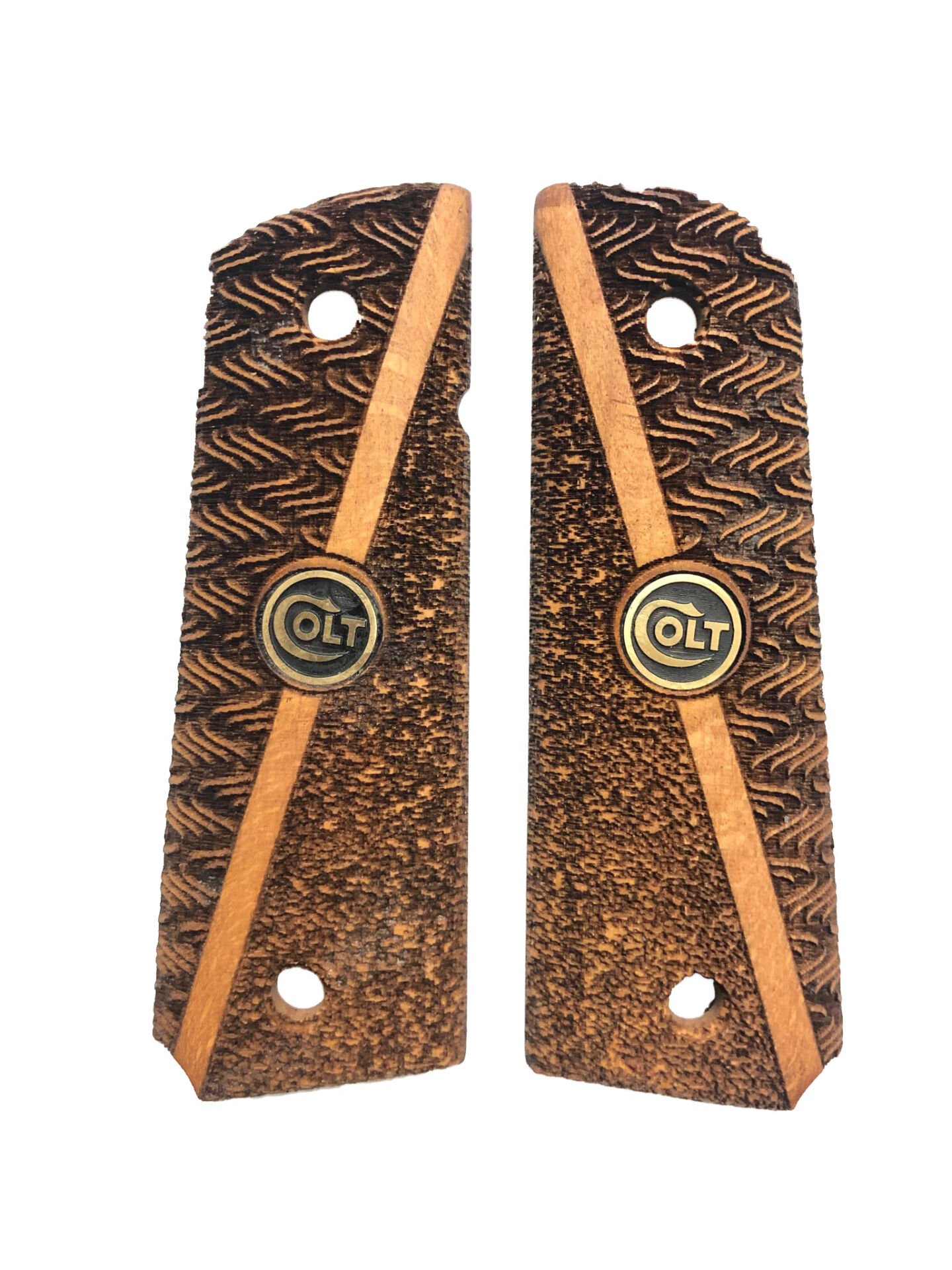 Colt 1911 Uyumlu Metal İşlemeli Özel Seri Lazer Kesim Ahşap Kabze Mod16