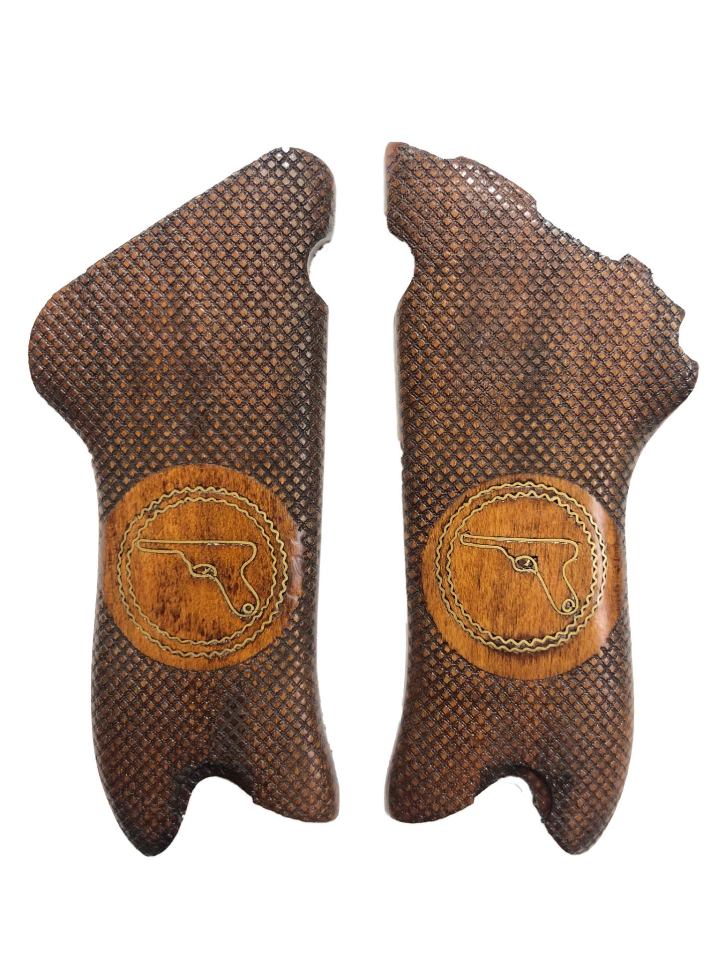 Luger P08 Uyumlu Makaralı Parabellum Özel Seri Luger İşleme Lazer Kesim Ahşap Kabze Mod4