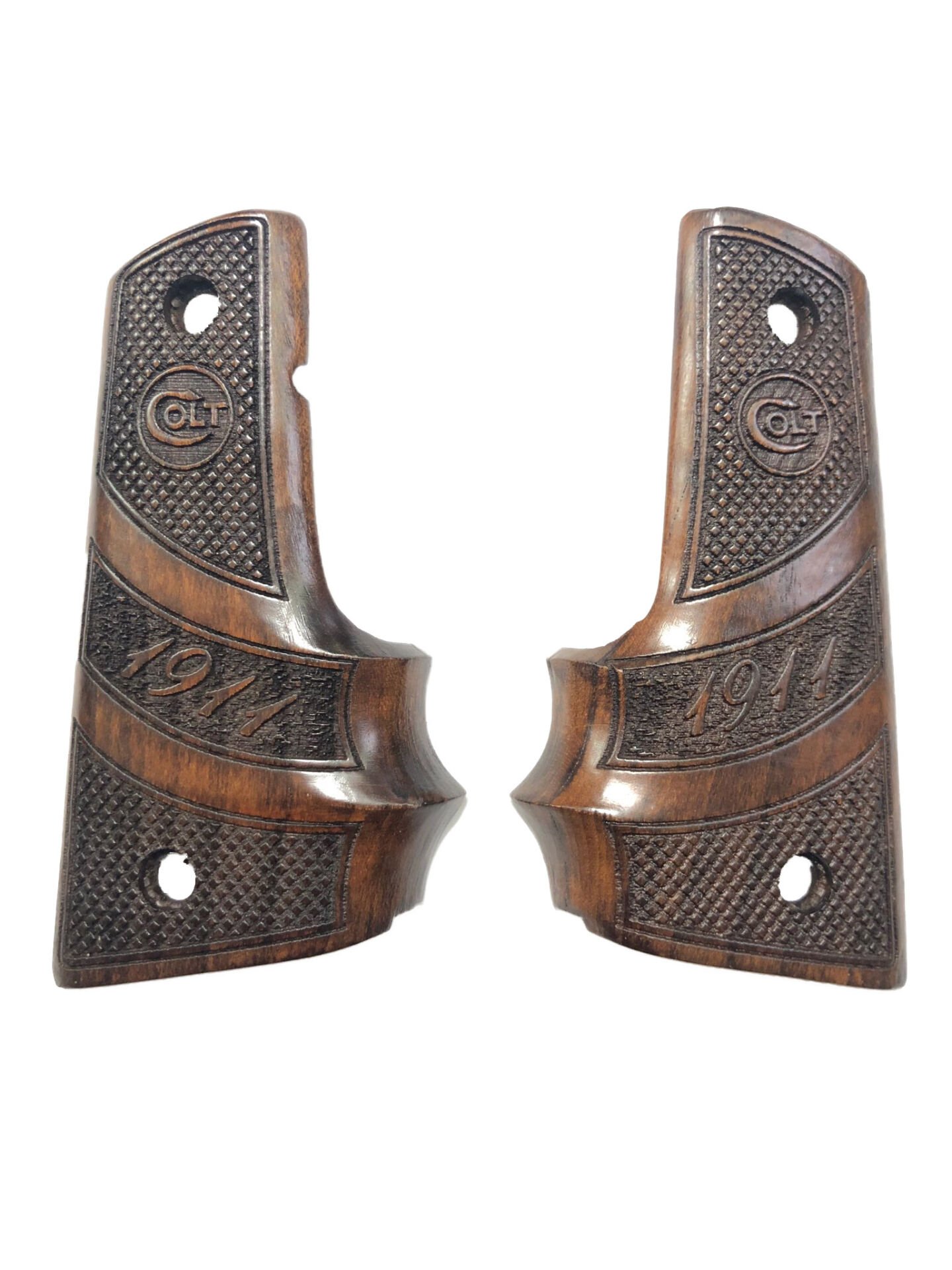 Colt 1911 Uyumlu Parmak Geçmeli Ortopedik Özel Seri Lazer Kesim Ahşap Kabze Mod2