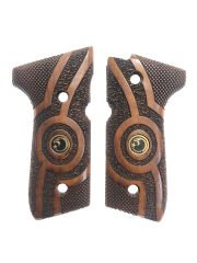 Beretta F92 Yavuz 16 Uyumlu Metal Ayyıldız ve Kartal Lazer Özel Seri Kesim Ahşap Kabze Mod6