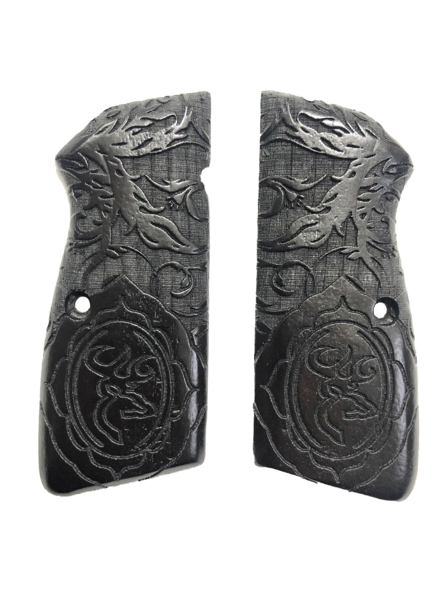 Belçika Browning Hp 14 Uyumlu Özel Seri Lazer Kesim Siyah Ahşap Kabze Mod20