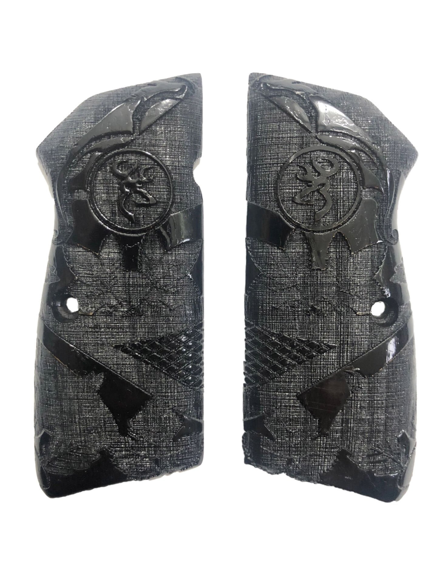 Belçika Browning Hp 14 Uyumlu Özel Seri Lazer Kesim Siyah Ahşap Kabze Mod21