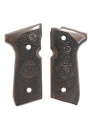 Beretta F92, 92A1, 92G, 92FS, 96, 96A1, M9, M9A1 Uyumlu Ayyıldız ve Çiftbaşlı Kartal Model Lazer Kesim Ahşap Kabze Mod 2