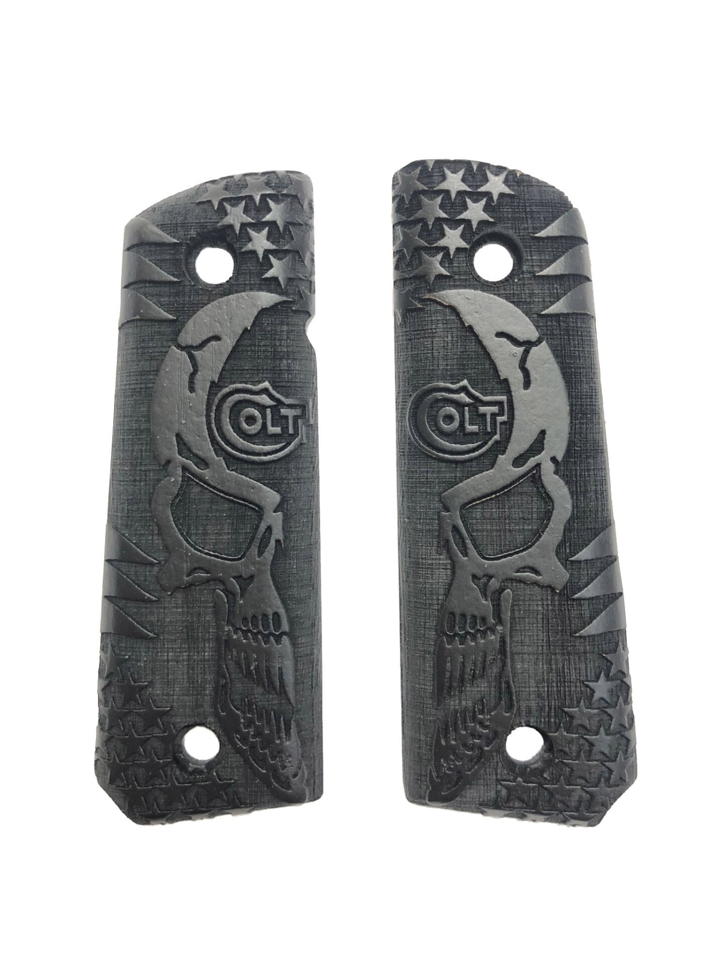 Colt 1911 Uyumlu Lazer Kesim Siyah Ahşap Kabze Mod3