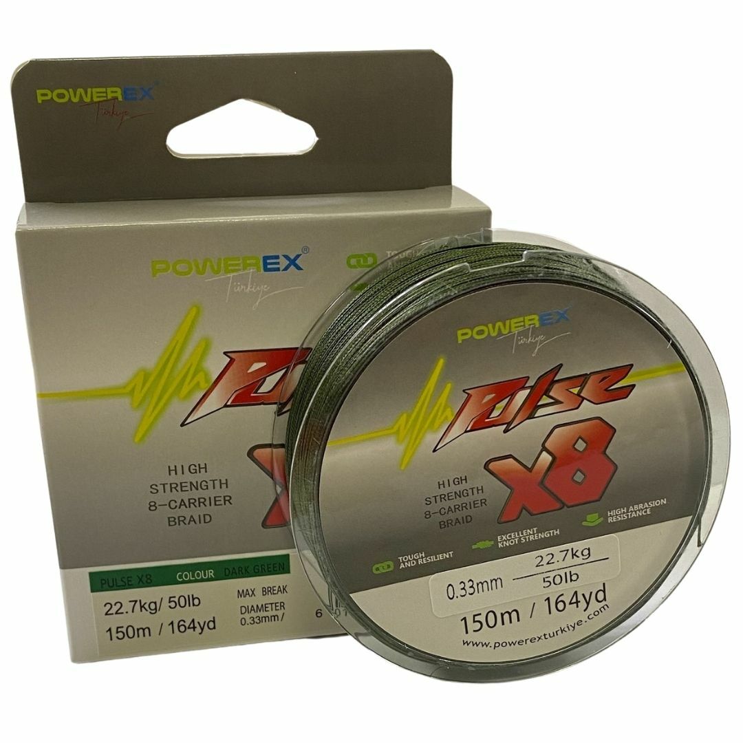 Powerex Pulse 8 örgü 150m. Dark Green 0.08mm/5.4kg İp Misina