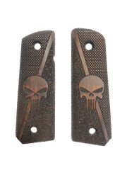 Colt 1911 Uyumlu Lazer Kesim Koyu Ahşap Kabze Mod1