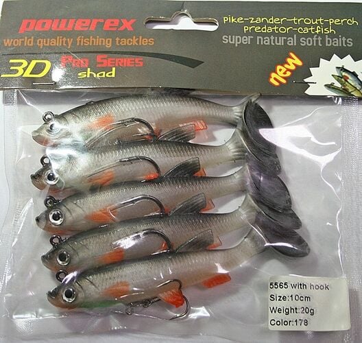 Powerex 3D 5565 8cm.16 gr, 178 Kendinden Zokalı Silikon Sahte Yem 5li Paket