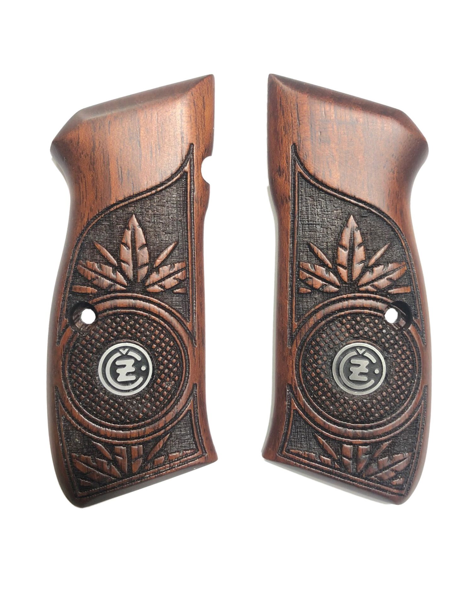 CZ75 Uyumlu Metal Yapraklı Model Lazer Kesim Ahşap Kabze