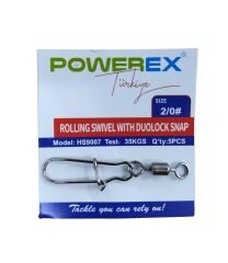 Powerex HS9007 2/0 No. Kilitli Klipsli Fırdöndü 5li Paket