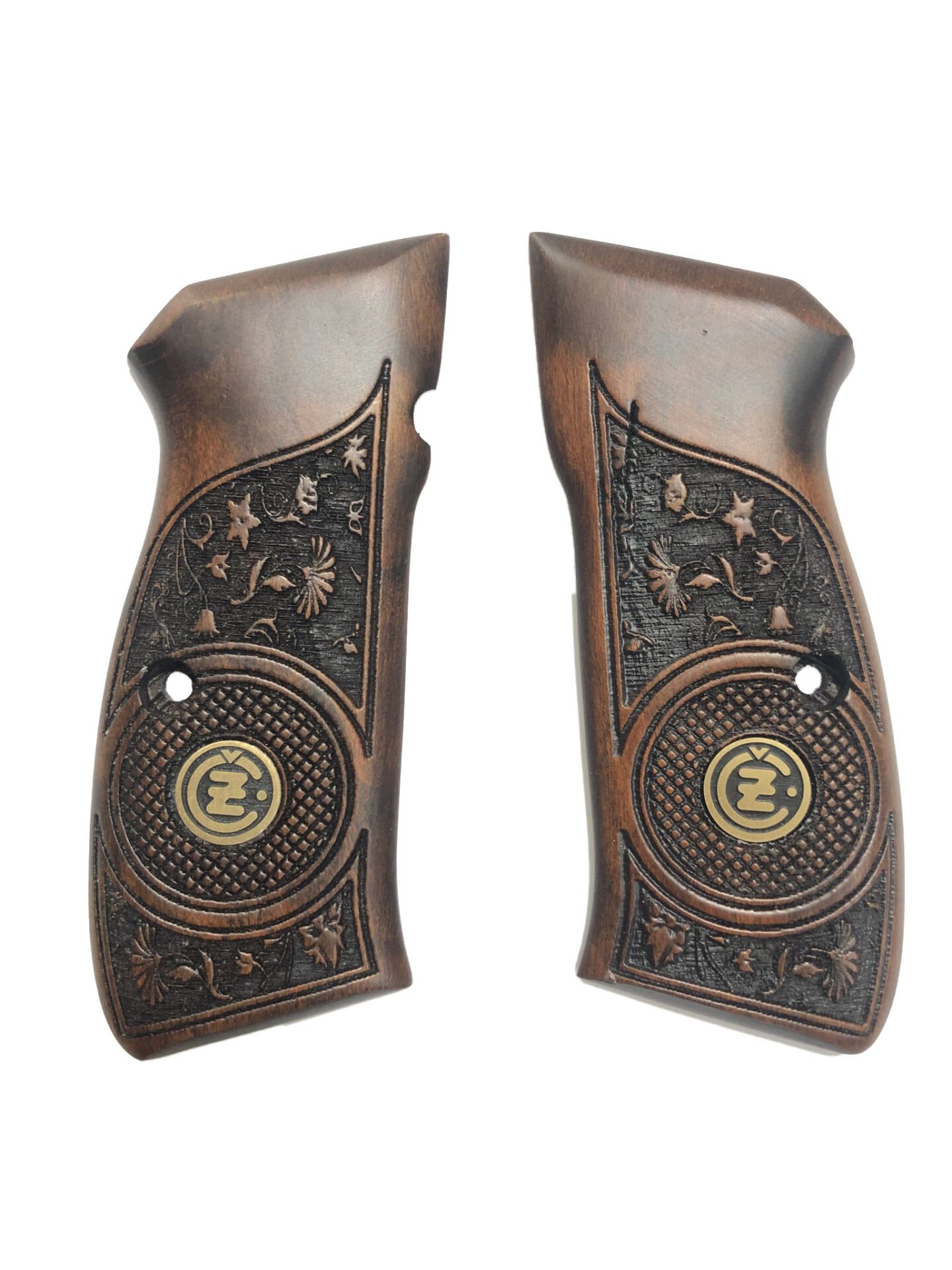 CZ75 Uyumlu Metal Lazer Kesim Koyu Ahşap Kabze