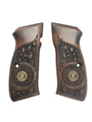 CZ75 Uyumlu Metal Lazer Kesim Koyu Ahşap Kabze