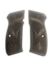 CZ75 Uyumlu Ayyıldız Kartal Osmanlı Tuğra ve Sancak Model Lazer Kesim Ahşap Kabze