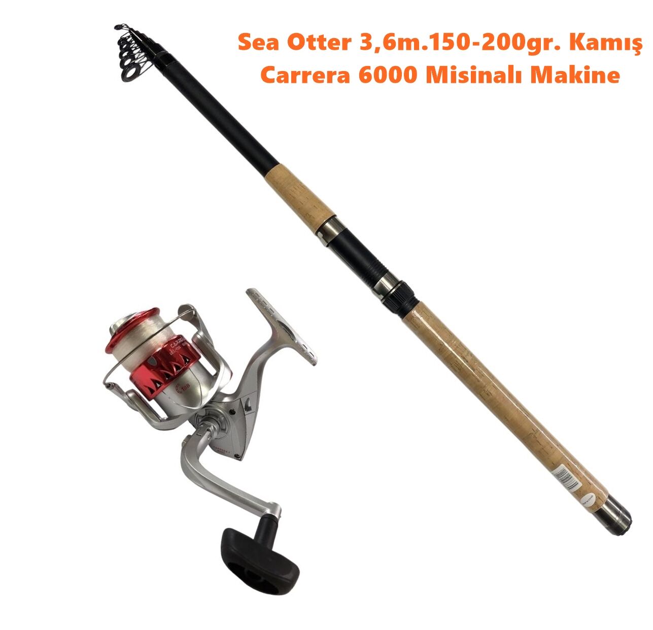 Powerex Sea Otter 3,6m 150-200gr. Kamış  - Carrera 6000 Kırmızı Kamış Makine Olta Seti