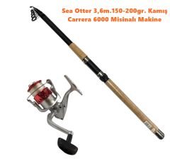 Powerex Sea Otter 3,6m 150-200gr. Kamış  - Carrera 6000 Kırmızı Kamış Makine Olta Seti