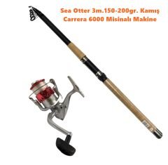 Powerex Sea Otter 3m 150-200gr. Kamış  - Carrera 6000 Kırmızı Kamış Makine Olta Seti