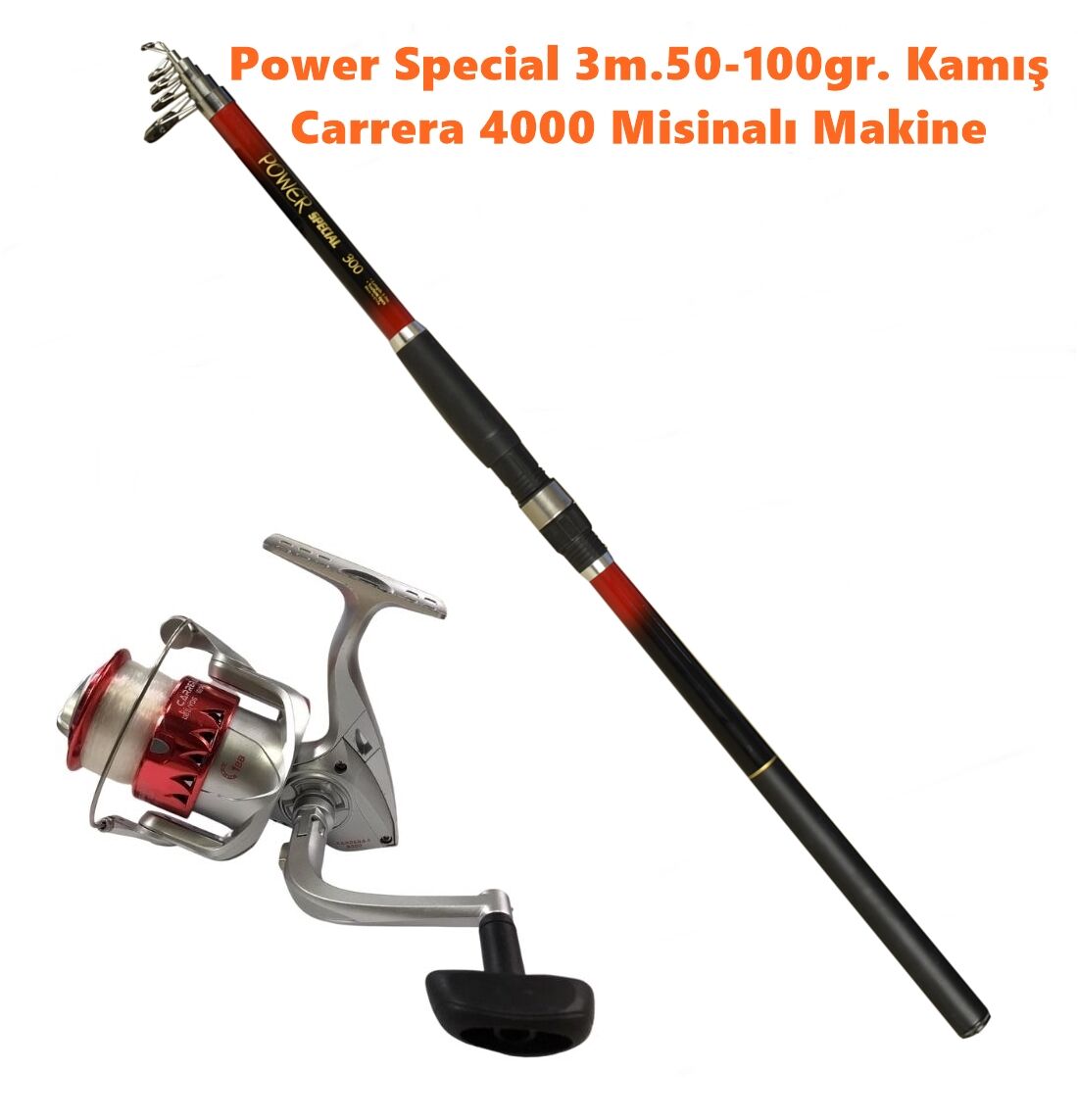 Powerex Power Special 3.00m.  50-100gr.Kamış- Carrera 4000 Kırmızı Kamış Makine Olta Seti