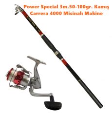 Powerex Power Special 3.00m.  50-100gr.Kamış- Carrera 4000 Kırmızı Kamış Makine Olta Seti