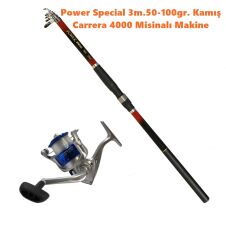 Powerex Power Special 3.00m.  50-100gr.Kamış- Carrera 4000 Mavi Kamış Makine Olta Seti