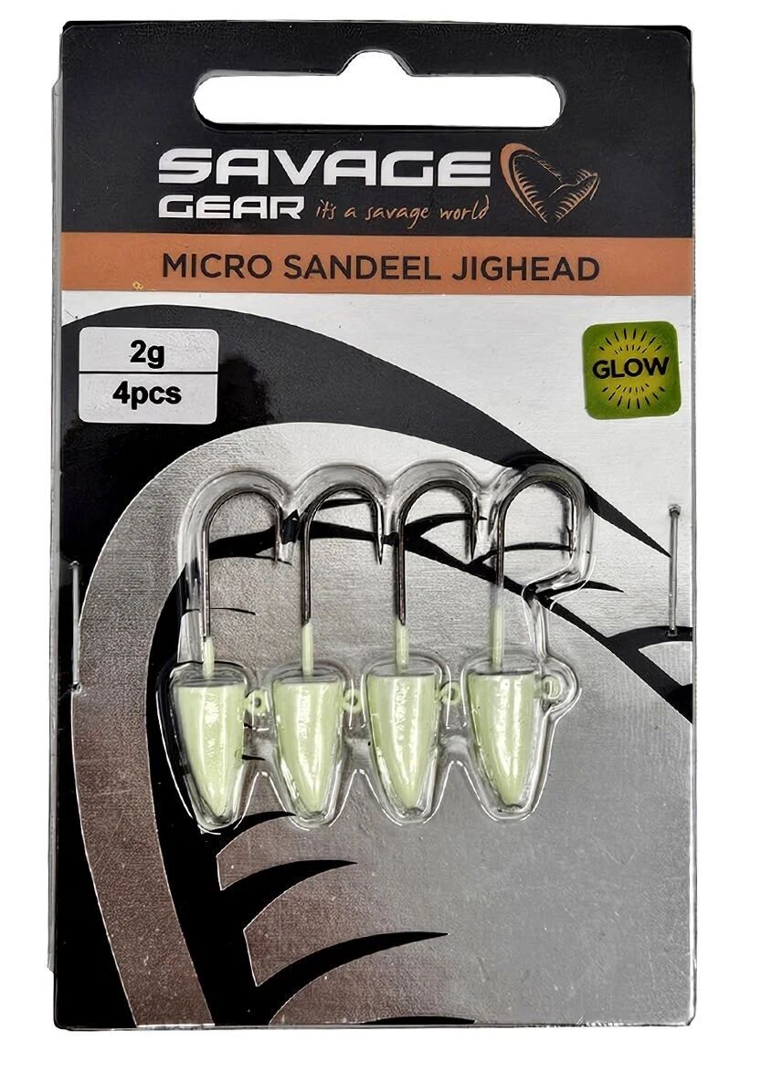 Savage Gear LRF Micro Sandeel Jighead Glow 4 Adet #8 2gr