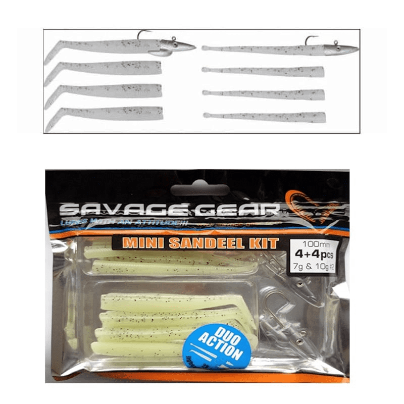 SavageGear Mini Sandeel Kit 10 Adet (12+1+4+4) Suni Yem 10cm - Glow